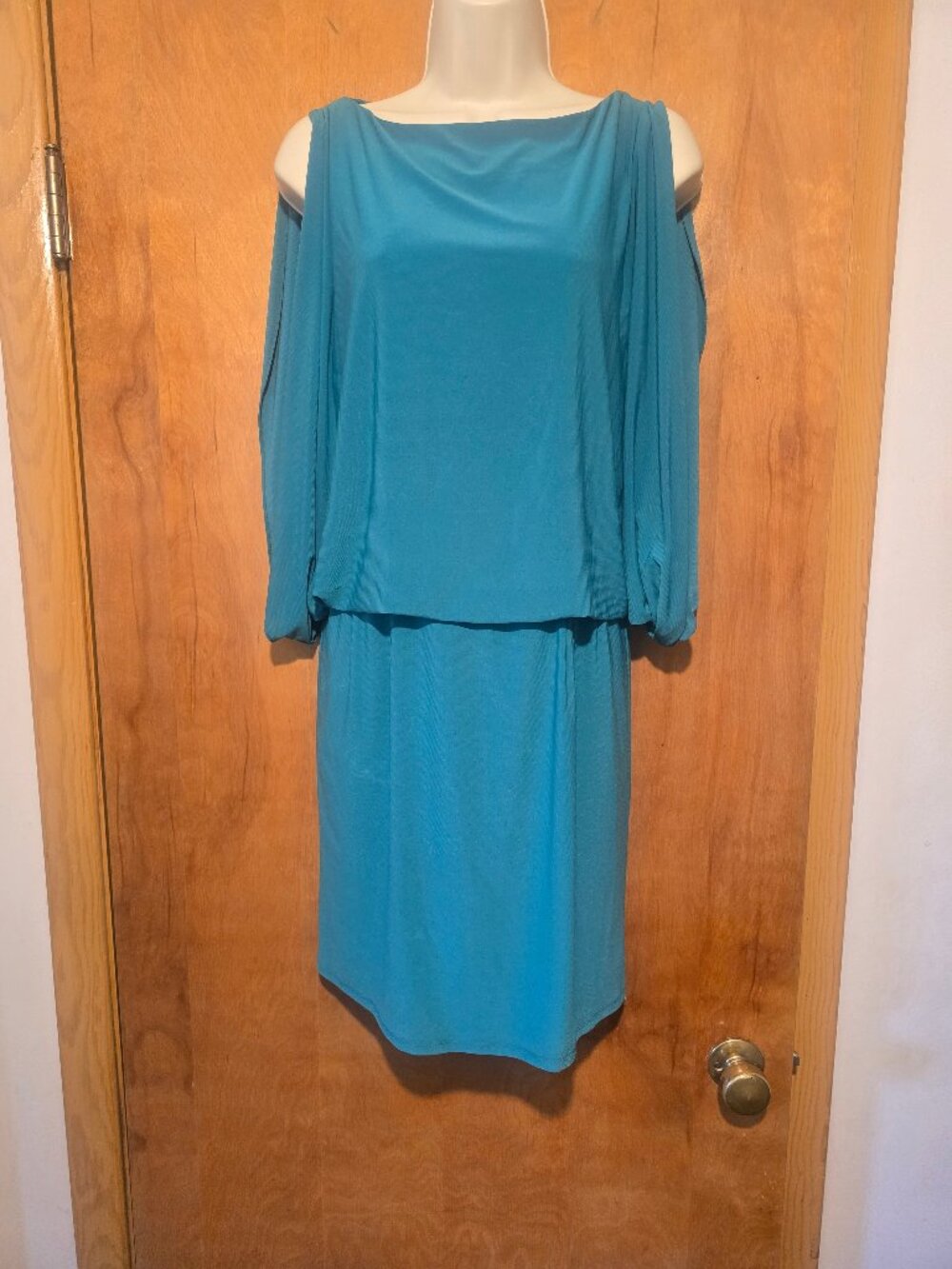 Jessica Simpson Teal Green Cold Shoulder Midi Dress Size 6